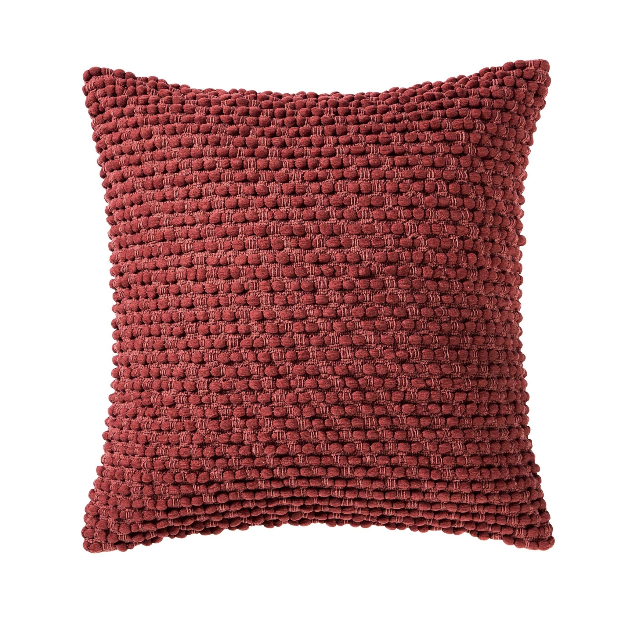 Housse de coussin à pompons - Rouille