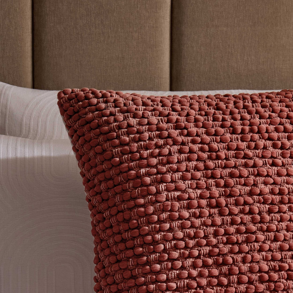 Housse de coussin à pompons - Rouille