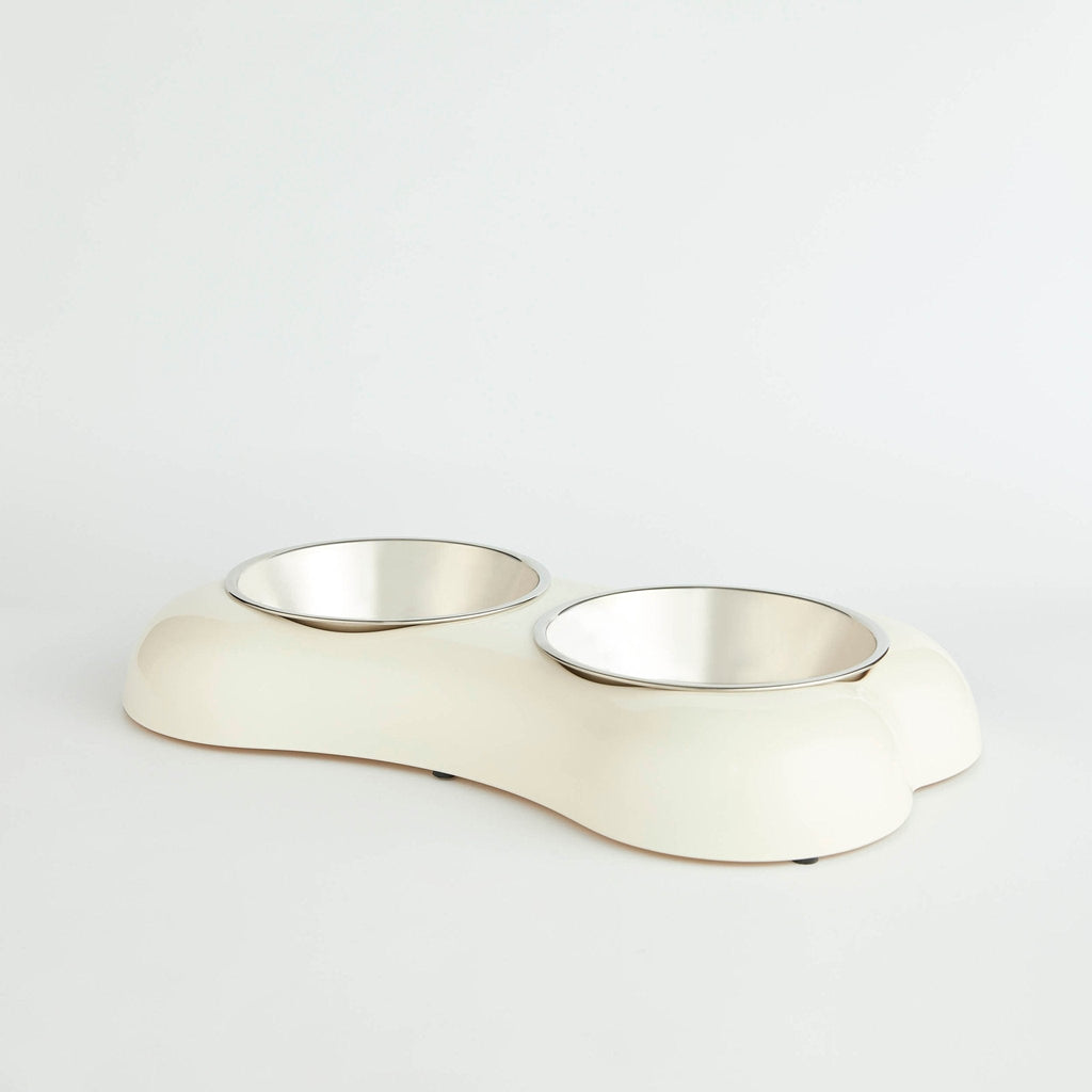 Gamelle double en os - Blanc cassé