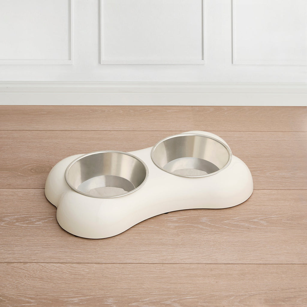 Gamelle double en os - Blanc cassé