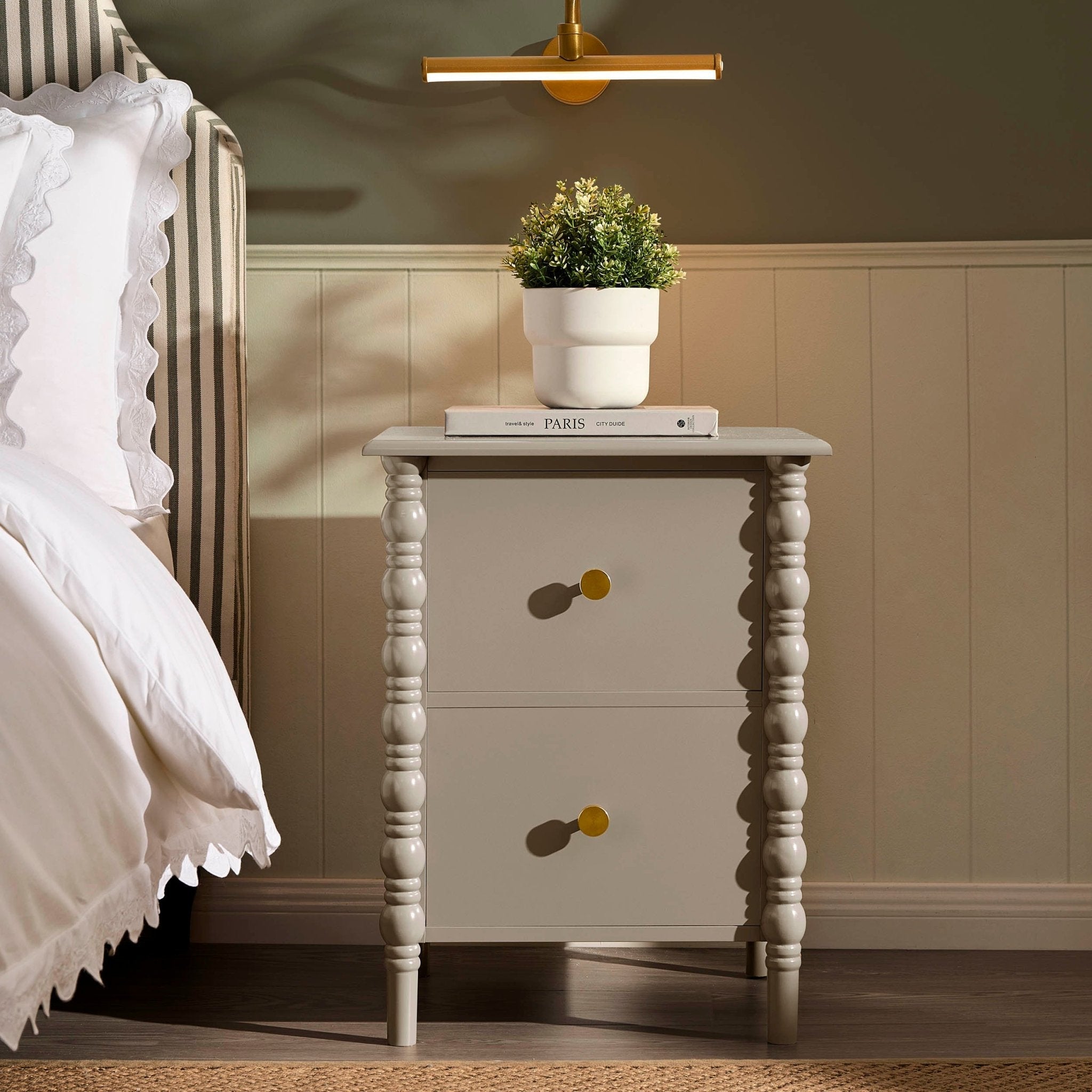 Table de chevet Bonnie Bobbin à 2 tiroirs - Taupe