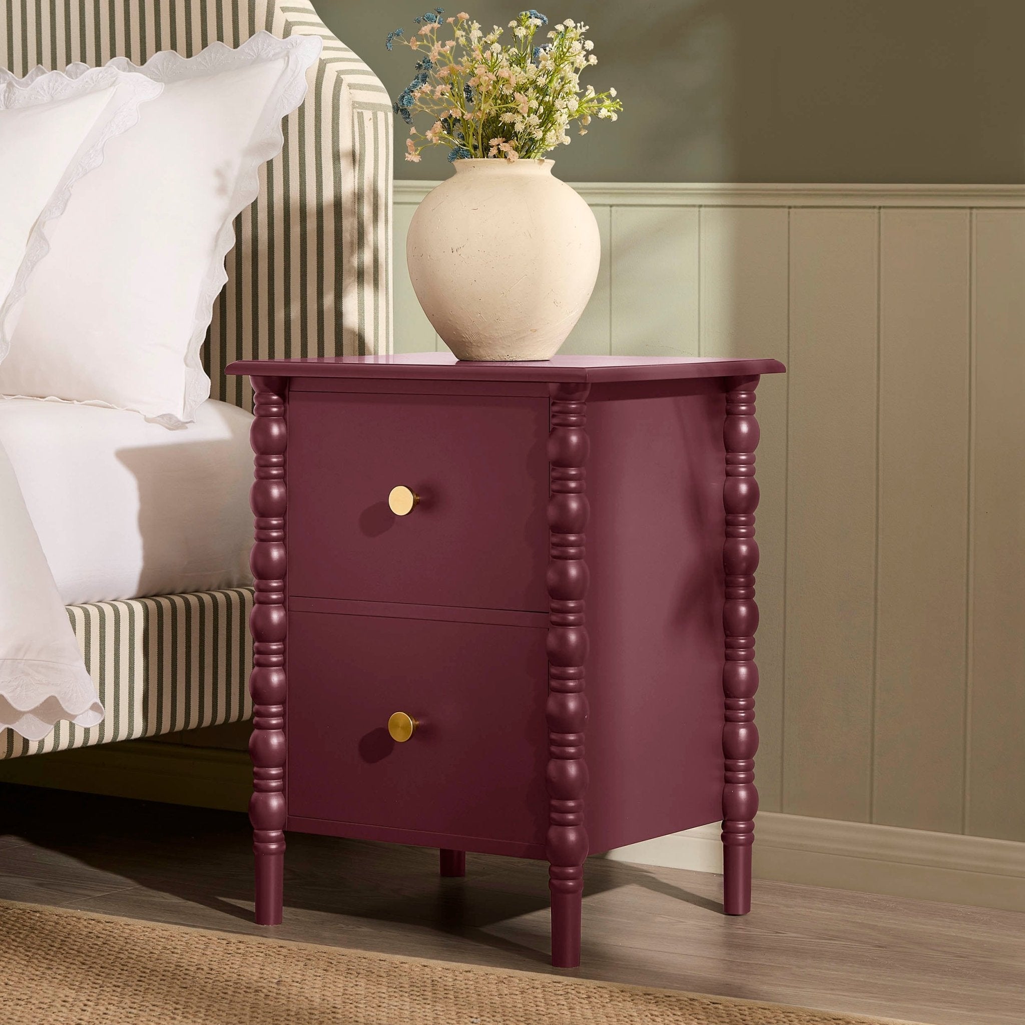 Table de chevet Bonnie Bobbin à 2 tiroirs - Tawny Port