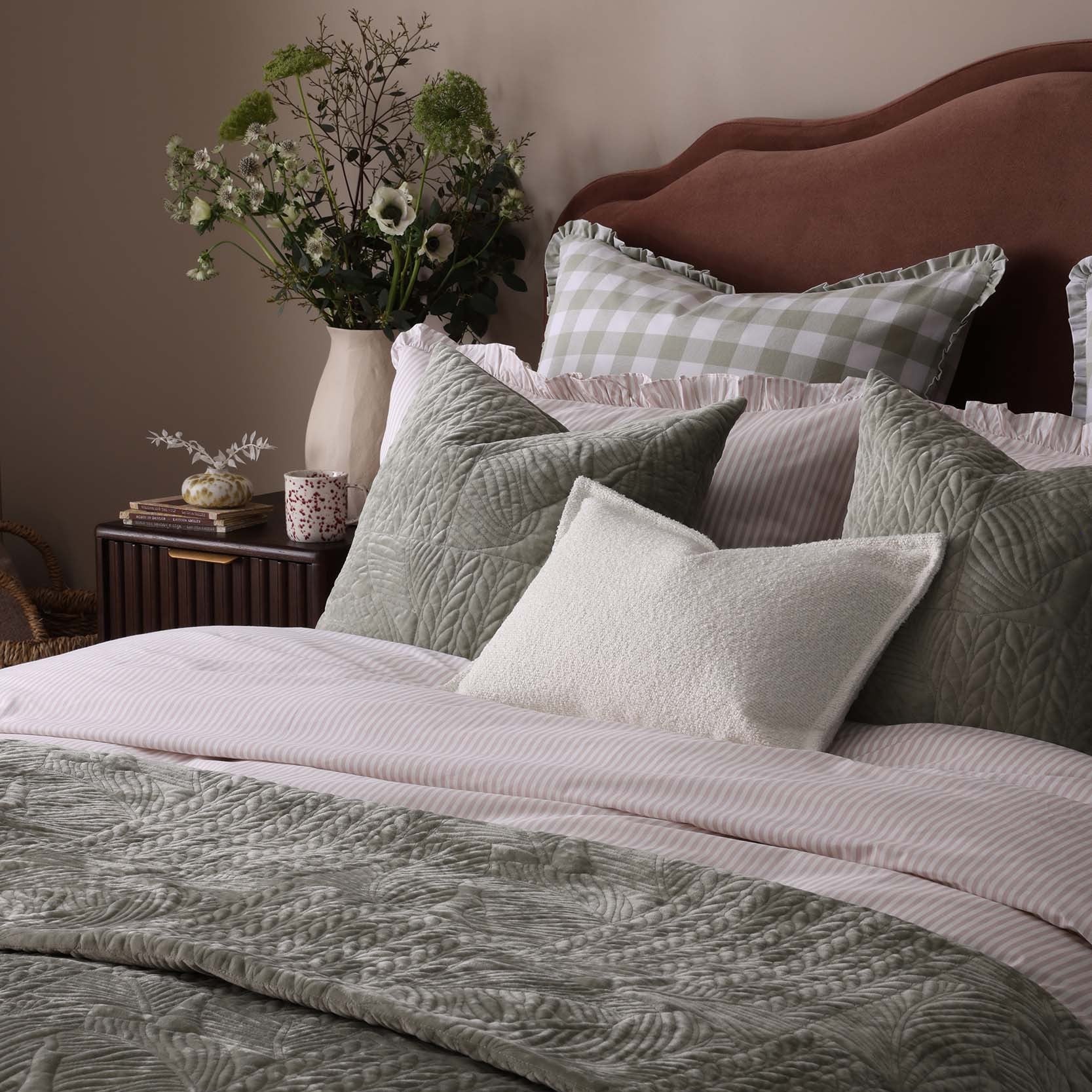 Housse de coussin bouclée - Blanche