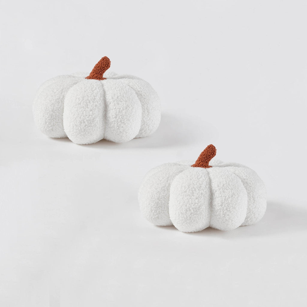 Coussin citrouille bouclé - Blanc cassé