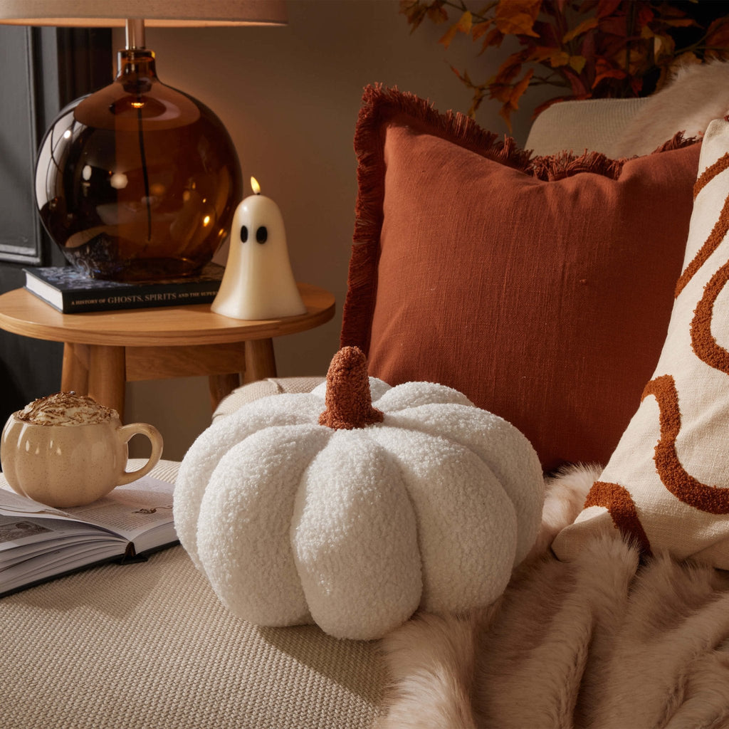 Coussin de canapé en bouclette citrouille - Blanc cassé