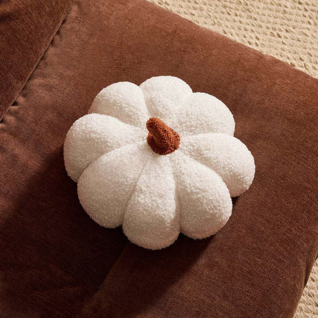 Coussin citrouille bouclé - Blanc cassé