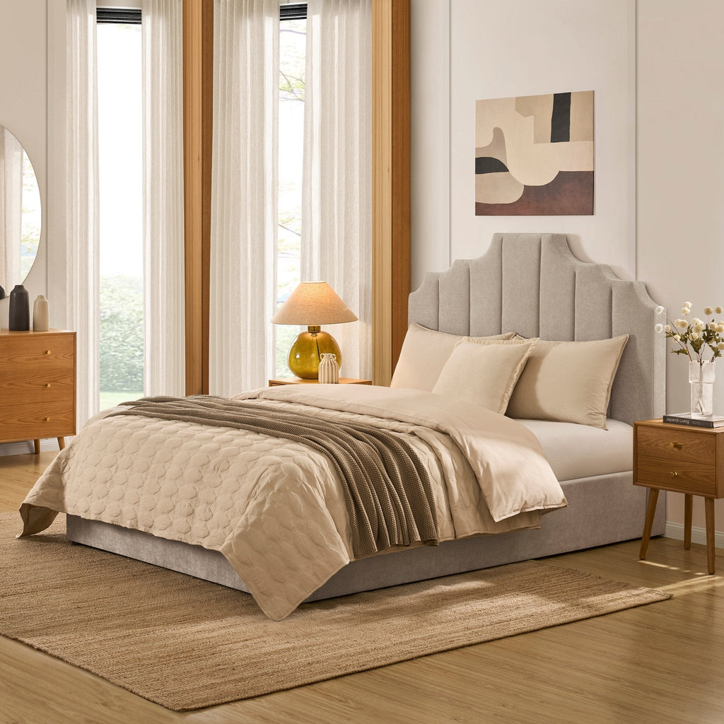 Lit coffre Bronte - Chenille gris clair