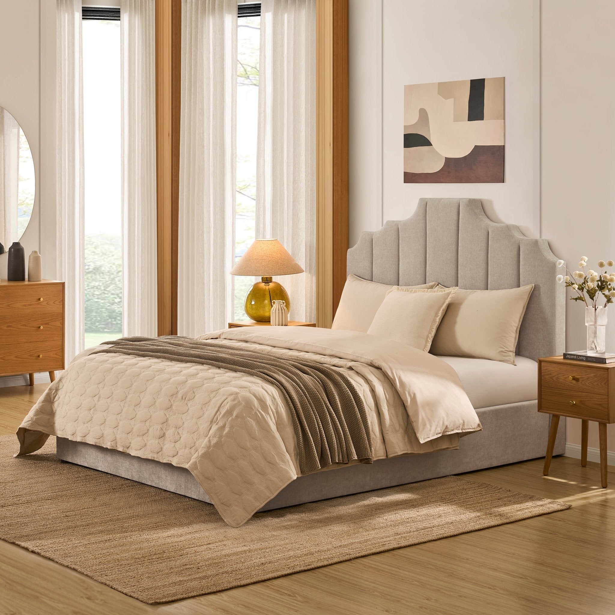 Lit coffre Bronte - Chenille gris clair