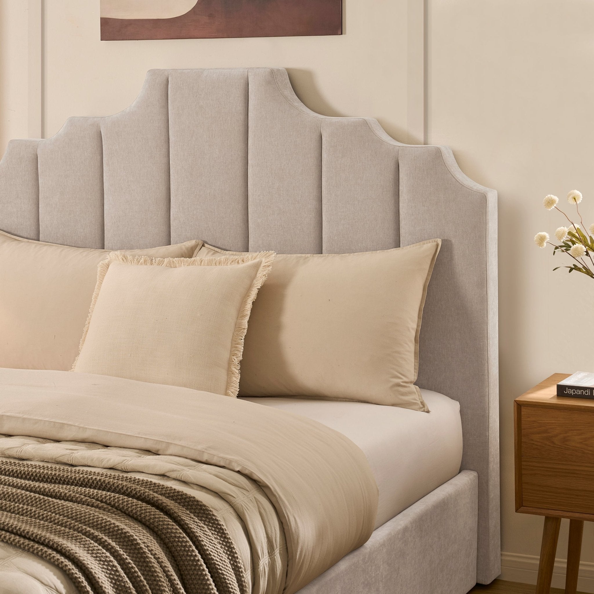 Lit coffre Bronte - Chenille gris clair