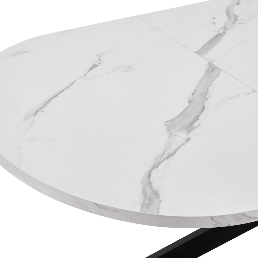 Table de salle à manger ovale extensible Brooke (4 à 8 couverts) - Pierre/Noir