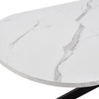 Table de salle à manger ovale extensible Brooke (4 à 8 couverts) - Pierre/Noir