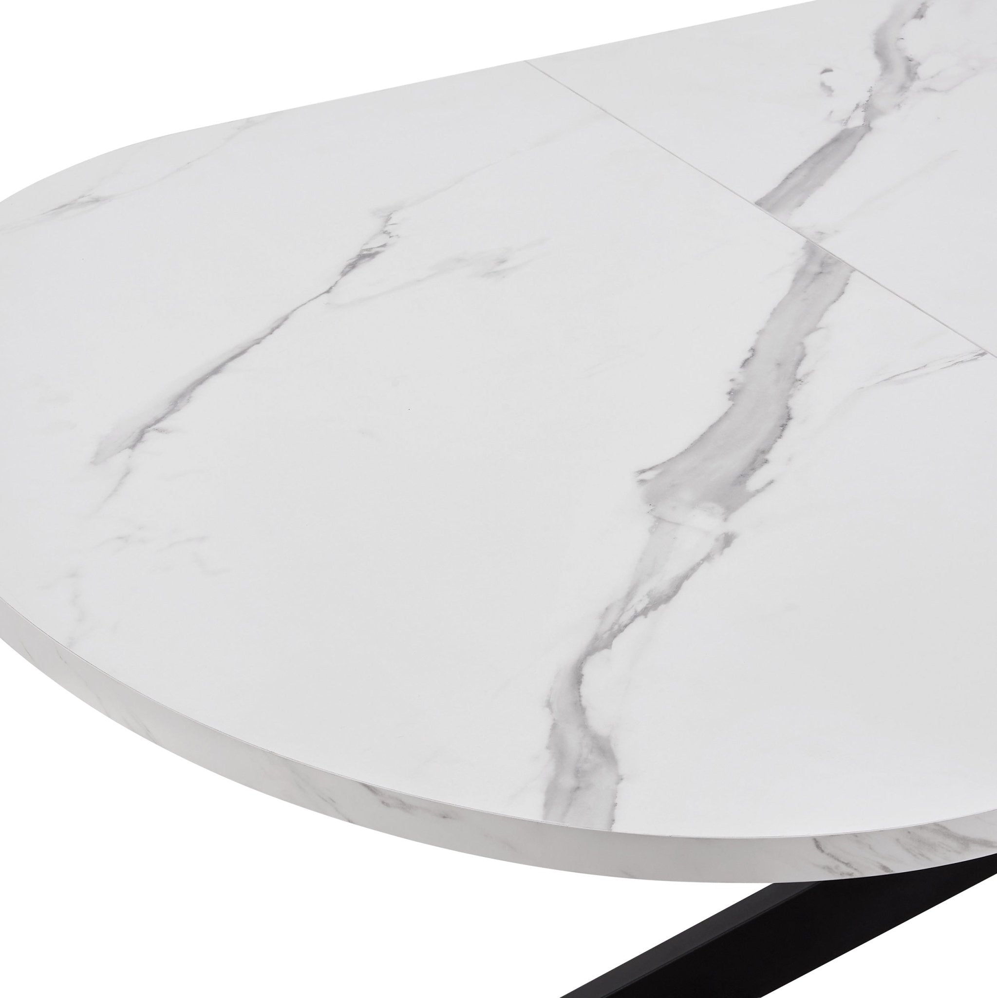 Table de salle à manger ovale extensible Brooke (4 à 8 couverts) - Pierre/Noir