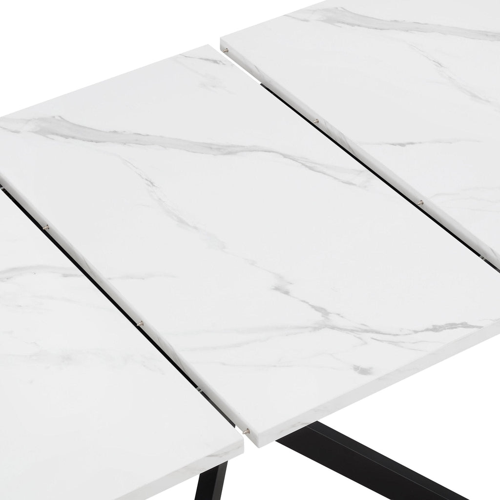 Table de salle à manger rectangulaire extensible Brooke, 6 à 10 couverts - Pierre/Noir