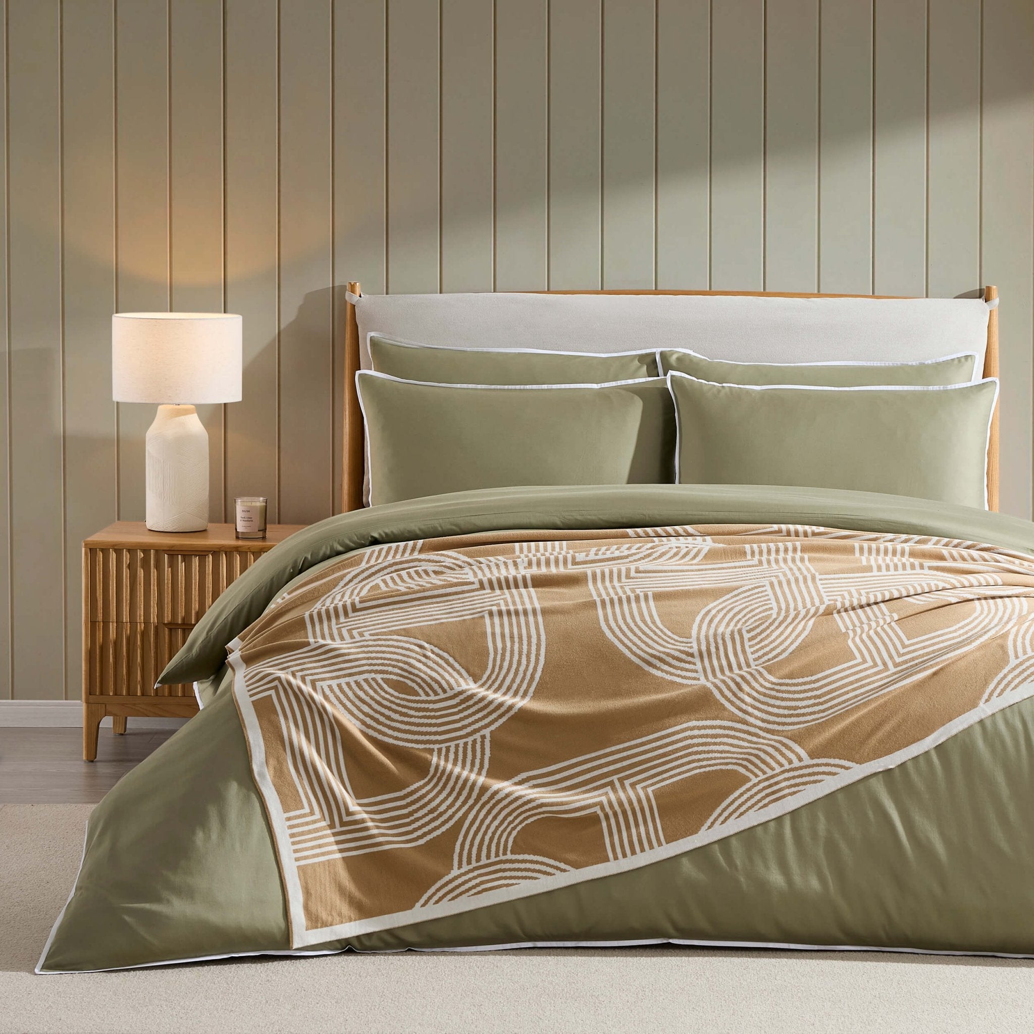 Housse de couette en coton ultra-doux 300 fils/cm² teint uni - Olive