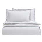 Housse de couette Alessia 300 fils/cm² avec bordure brodée - Blanc/Noir