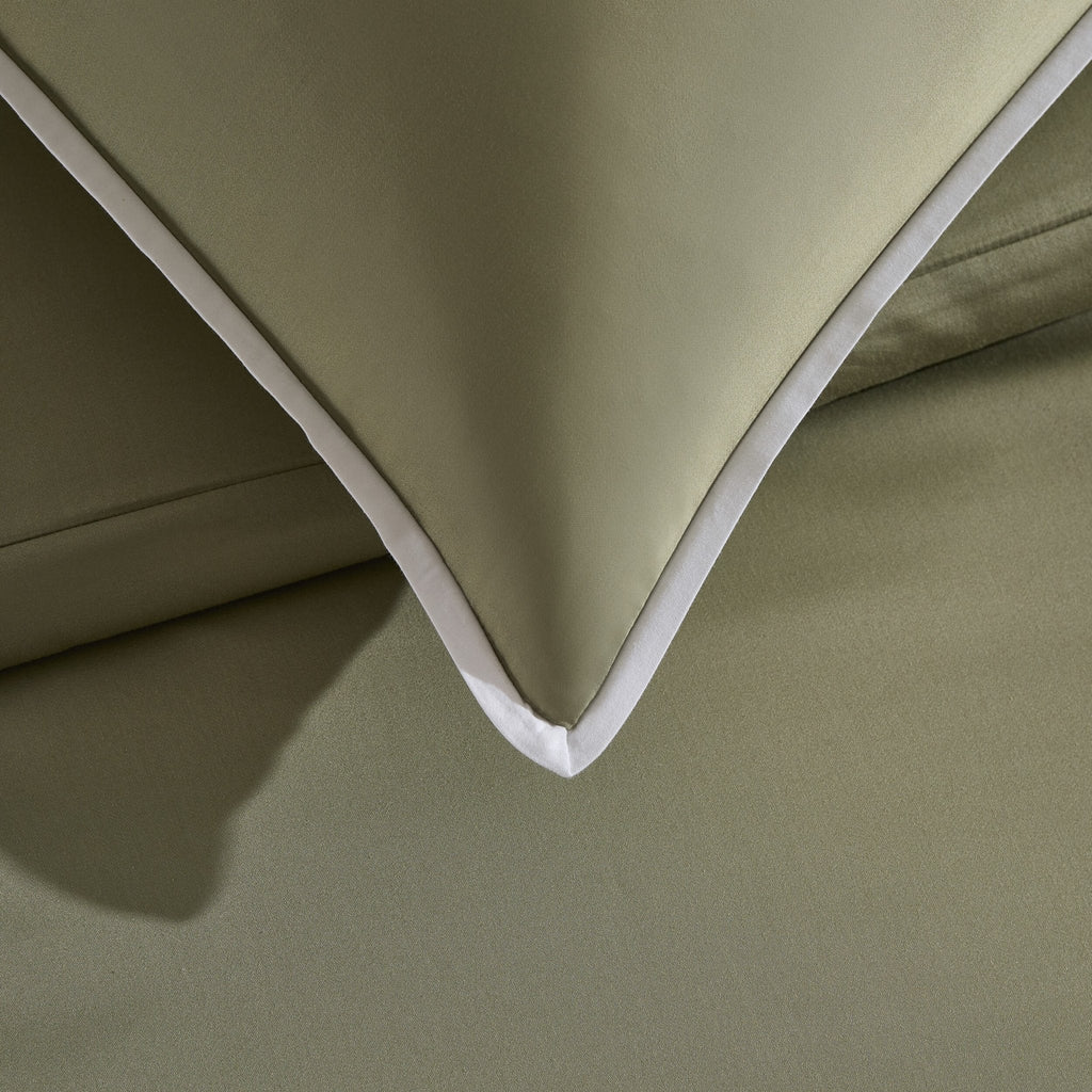 Housse de couette en coton ultra-doux 300 fils/cm² teint uni - Olive