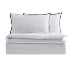 Housse de couette en coton ultra-doux 300 fils/cm², teinte unie, en bambou - Blanc/Noir